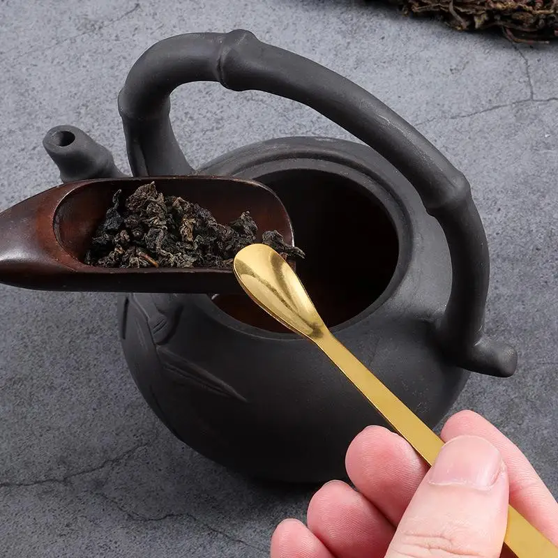 Stainless Steel Tea Needle Stick Gold Silver Matcha Spoon Tea Scoop Tea Ceremony Teaware Kitchen Tool Cleaning Pot Measuring Tea
