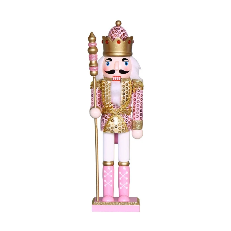 

Christmas Wood Pink King Nutcracker Soldier Ornament 30cm Bar Bookshelf Party