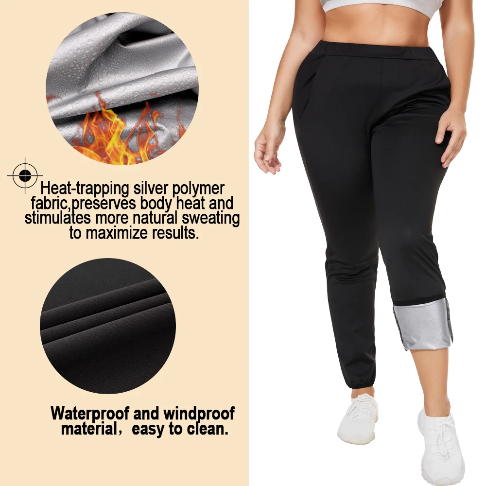 NINGMI Women Slimming Sauna Pants Fat Burning Sweat Pants Shapewear Workout Pants Sauna Wear Weight Loss Pants