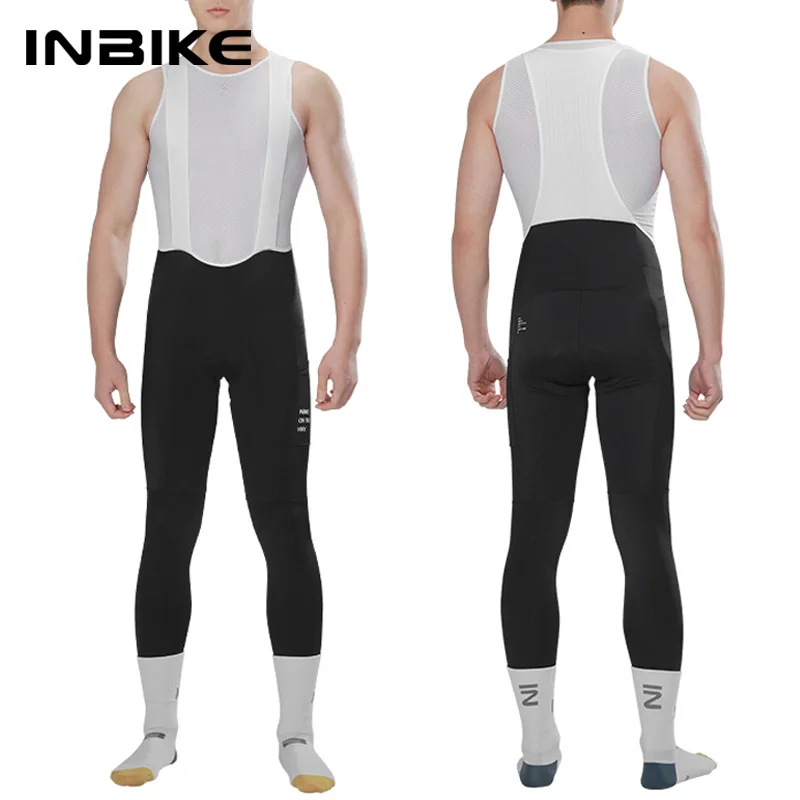 INBIKE Men's Cycling Bib Tights Padded Riding Bike Bib Toursers Pants Pocket Man MTB Biking Bicycle Long Leggings Clothing women cycling pants