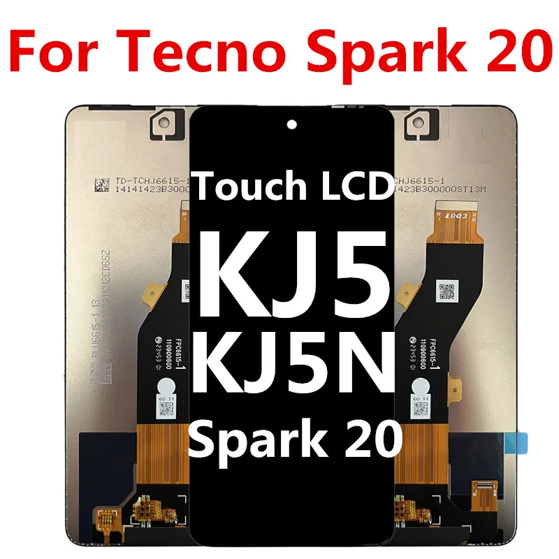 

ЖК-дисплей для Tecno Spark 20 KJ5N kj5n, дисплей и сенсорный экран, стеклянная панель в сборе, Tecno KJ5, ЖК-дисплей, полная замена, детали