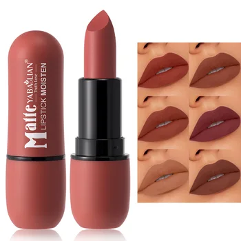 Sexy Matte Lipstick Color Rendering Non-stick Velvet Lips Contour Pencil Woman Make Up Cosmetics 6Colors Waterproof Long Lasting