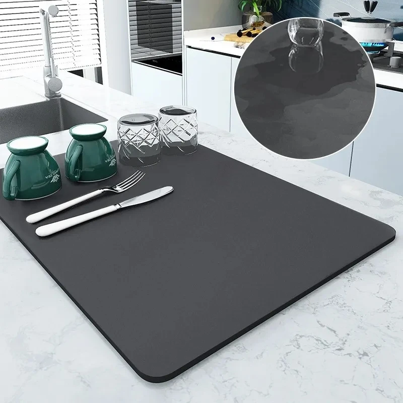 Large Kitchen Super Absorbent Mat Coffee Dish Draining Mat Drying Mat Quick  Dry Bathroom Drain Pad Kitchen Faucet Placemat - AliExpress