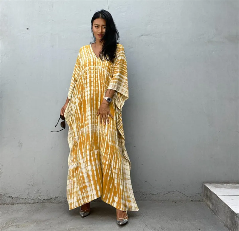 Fashion Casual Striped Print Long Dresses Women Bohemian V-neck Bat Sleeve Loose Slit Beach Dress Summer New Beachwear Vestidos 115 Fashion Casual Striped Print Long Dresses Women Bohemian V-neck Bat Sleeve Loose Slit Beach Dress Summer New Beachwear Vestidos