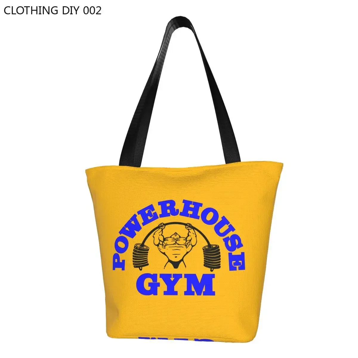 

Custom Powerhouse Gym Shopping Canvas Bags Women Recycling Groceries Bodybuilding Fitness Shopper Tote Bags
