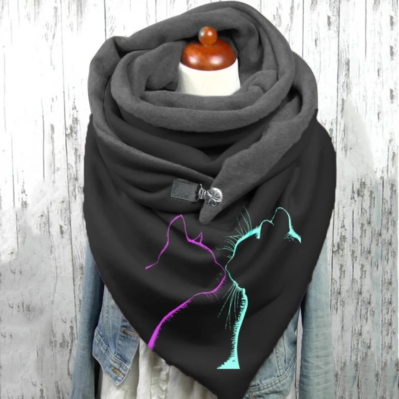 Cat pattern 3D Printed Scarf and Shawl Warm for Women and Men