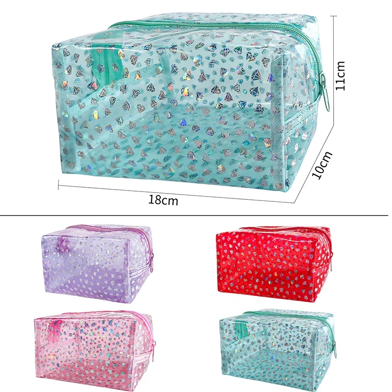 Clear Transparent Makeup Bags Diamond Printed Waterproof Cosmetic Organizer Bags Clear Makeup Bags For Women Toiletry Bag