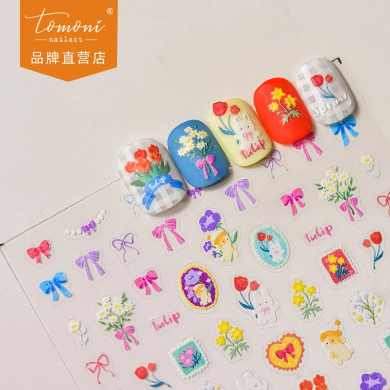 

[Meow.Sensei] Tomoni Thin Tough Nail Stickers Popular Retro Nail Sticker Factory Wholesale Japanese Tulip 3753