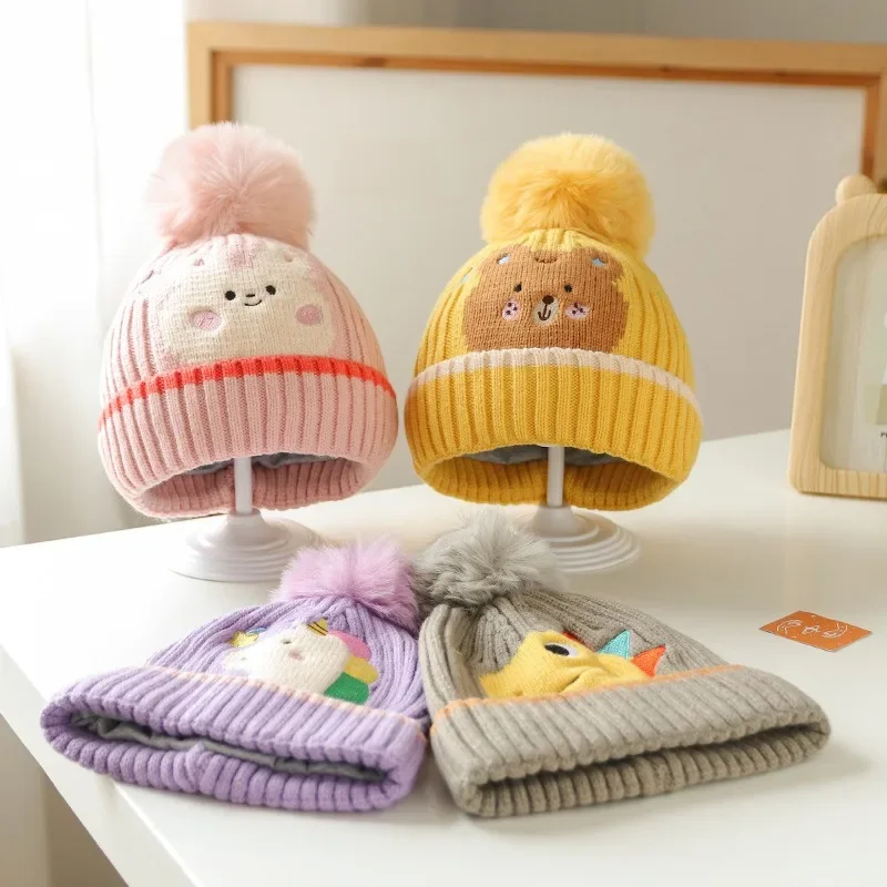 Winter Baby Warm Beanie Cap for Kids Boys Girls Cute Cartoon Dinosaurs Unicorn Bear Crochet Bonnet Newborn Photogrpahy Props Hat