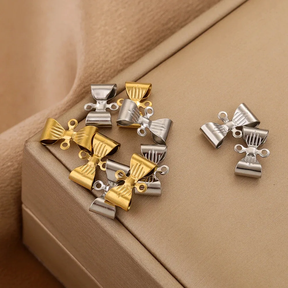 Stainless Steel Double Hole Bow Accessories Pendant DIY Necklace Bracelet Making Accessories 2