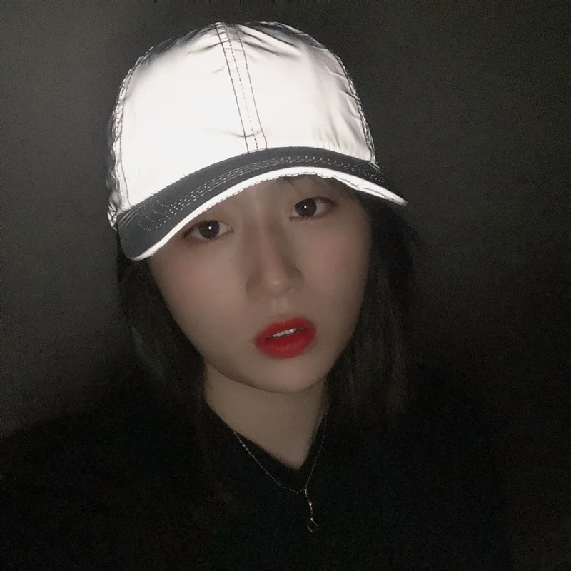 2022 New Outdoor Sports Club Party Silver Grey Reflective Luminous Fishing Caps Adult Reflective Baseball Cap Gorras De Béisbol