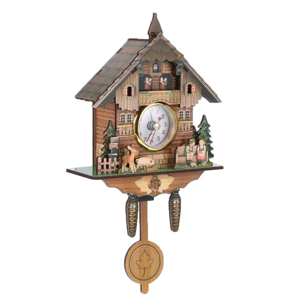 

Nordic Cuckoo Clock Retro Forest Clocks Wood Clock Birdhouse Clocks Handcrafted Wall Decoration for Home Restaurant Cafe