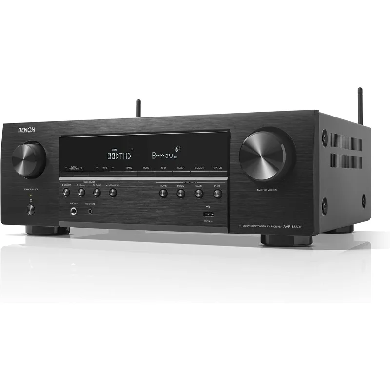 

Black Denon AVR-S660H 5.2 Ch AVR - 75 W/Ch (2021 Model), Advanced 8K Upscaling, 3D Audio - Dolby TrueHD, DTS:HD Master & More