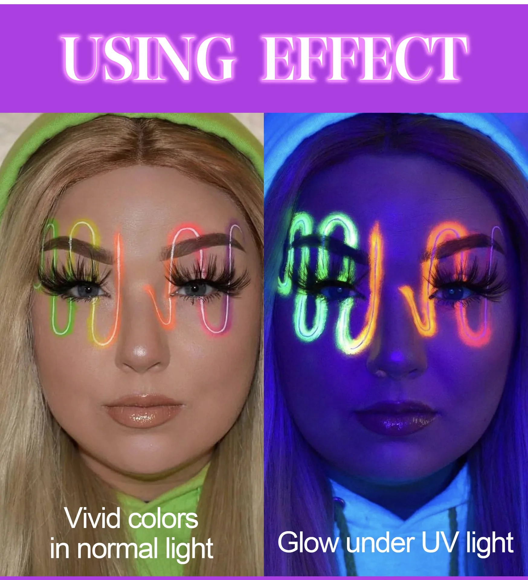 Description Picture 6 of item5 Colors Luminous Pigments, Luminous Neon Makeup Facial Painting,Suitable for Children and Adults for Halloween and Party