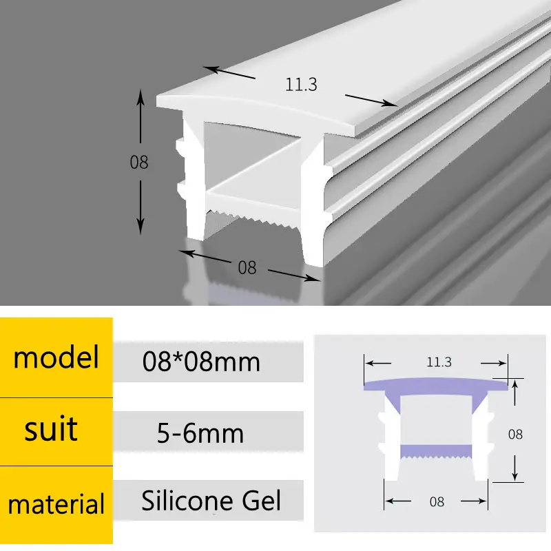 Recessed White Silicone Tube LED Neon Light Flexible Rope Channel Diffuser WS2811 WS2812B Outdoor Waterproof Ribbon Strip Lights image 15