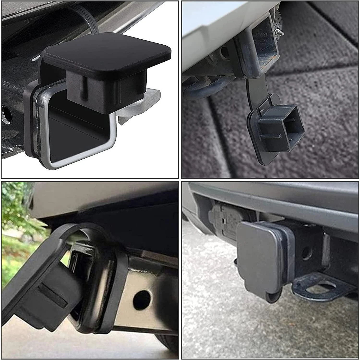 Trailer Hitch Tube Cover 2'' Rubber Hitch Tube Cover Plug Cap Insert 2 inch Receivers Class 3 4 5 for Dodge Ram Porsche Benz