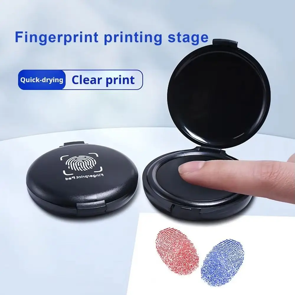 1Pcs 5.8cm Stamp Pad Mini Portable Fingerprint Ink Pad Black/Red/Blue Waterproof Thumbprint Ink Pad Identification Security