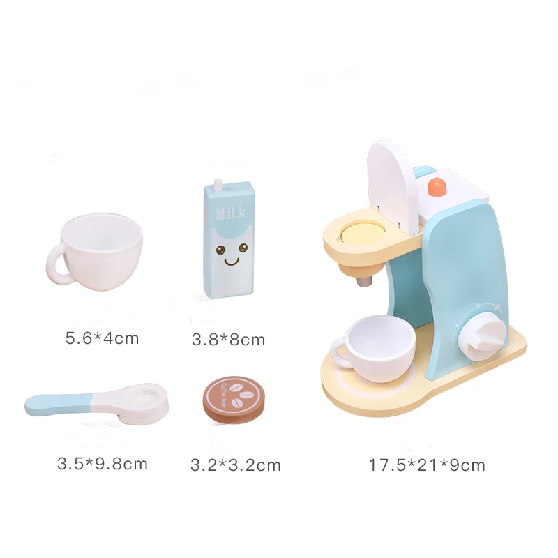 Wooden Kitchen Pretend Play Toy Simulation Wooden Coffee machine Baby Early Learning Educational Toys