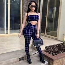 

Elegant Sportswear Jumpsuit Women Neon Green Suspenders 2021 New Plaid Women's Two-piece Sexy Off-shoulder Tight Suit