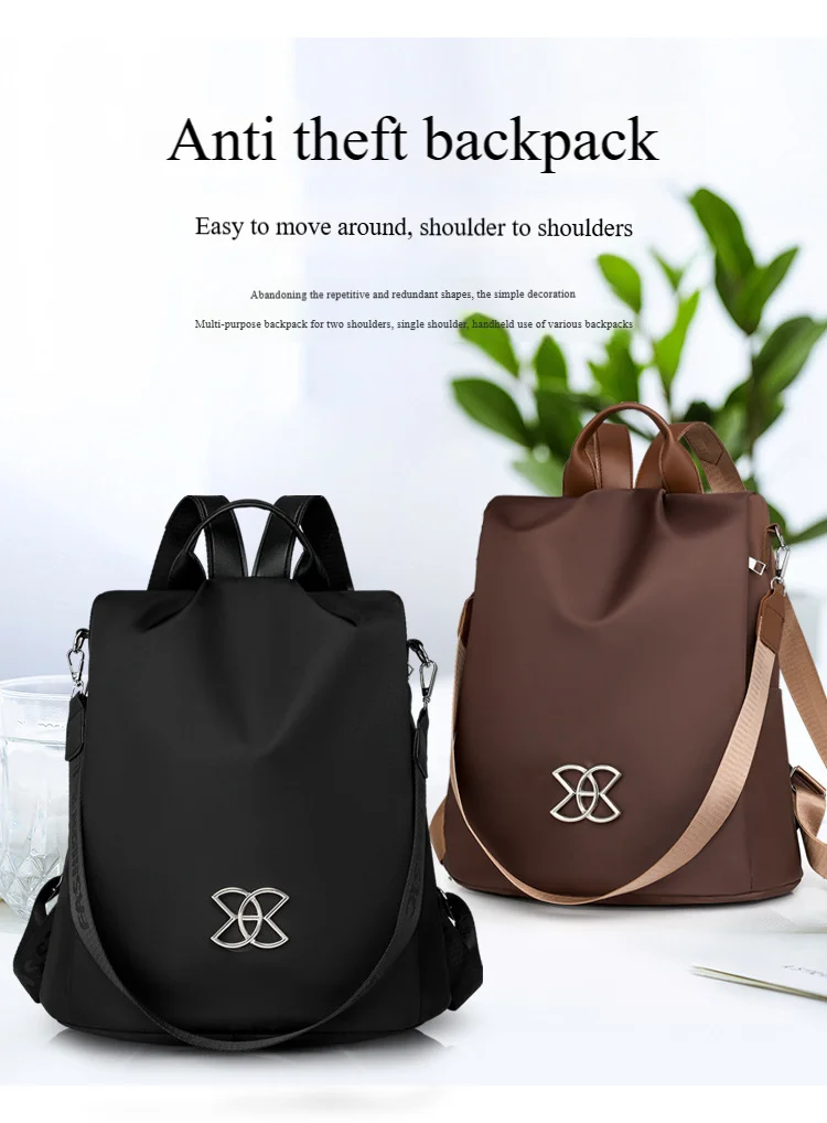 Weiblicher 2024 neuer Trend Oxford-Stoff leichter atmungsaktiver modischer lässiger Damen-Diebstahlschutz-Rucksack_voghion.com