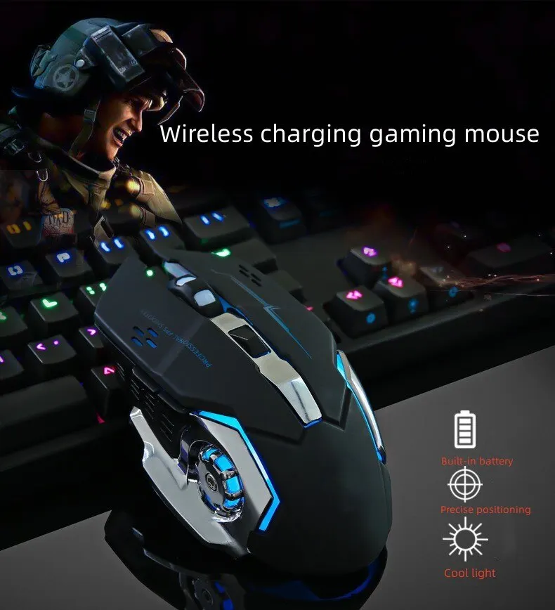 Rechargeable Wireless Mouse Gaming Computer Silent Bluetooth Mouse USB Mechanical E-Sports Backlight PC Gamer Mouse For Computer