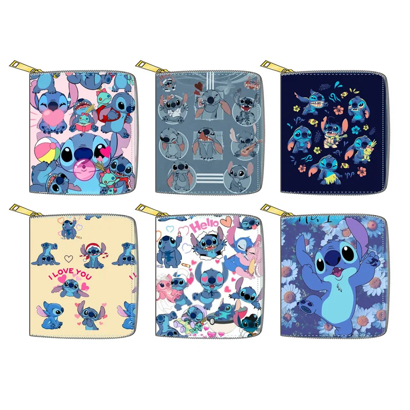 

Lilo & Stitch Disney PU Wallet for Girl Anime Figures Toy Stitch Coin Purse Card Holder Zipper Bag Kids ID Package Birthday Gift