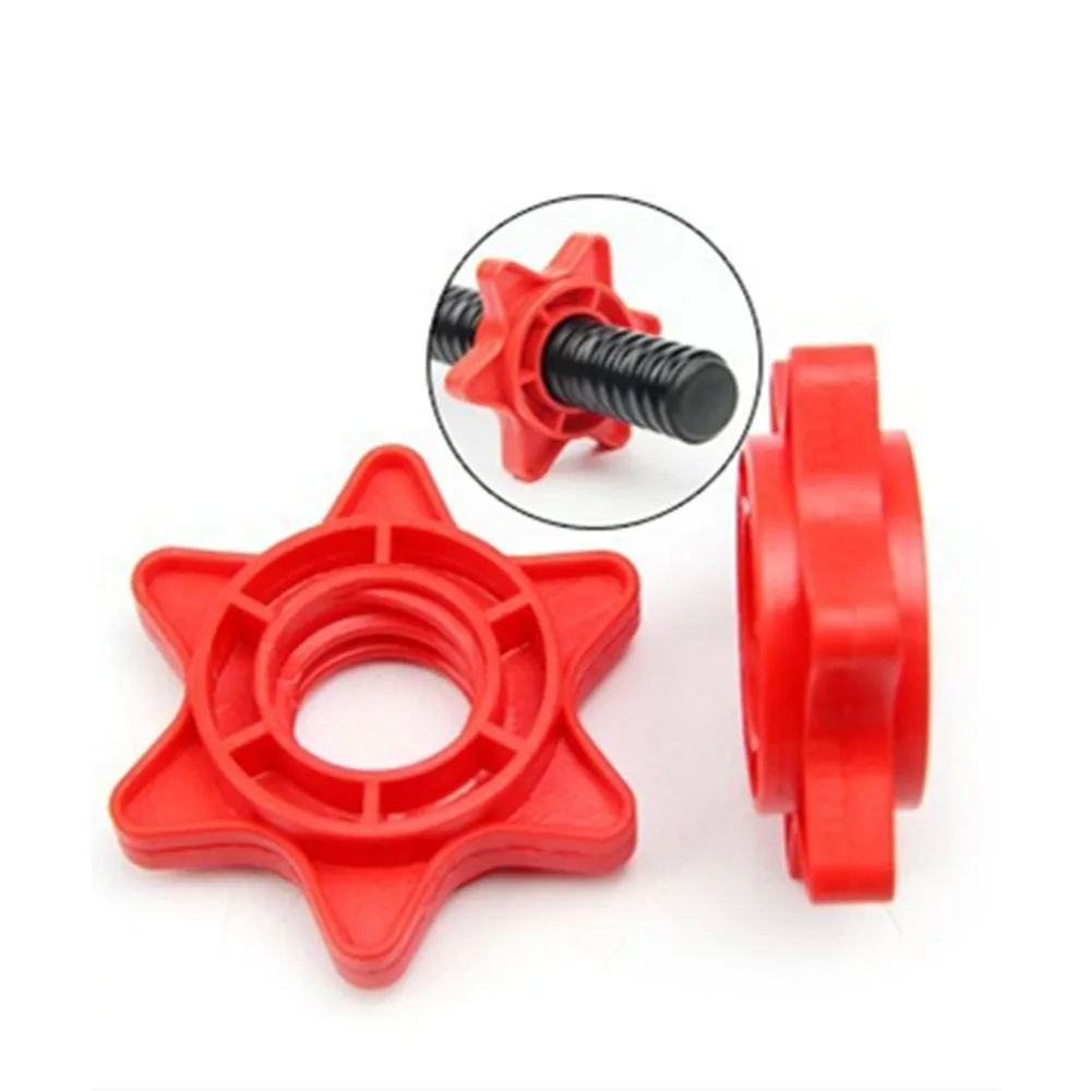 Dumbbell Spinlock Collars 2 Piece Red/Black Plastic Nut Barbell Spin Lock Screw Clips for 1 Weight Lifting Bars