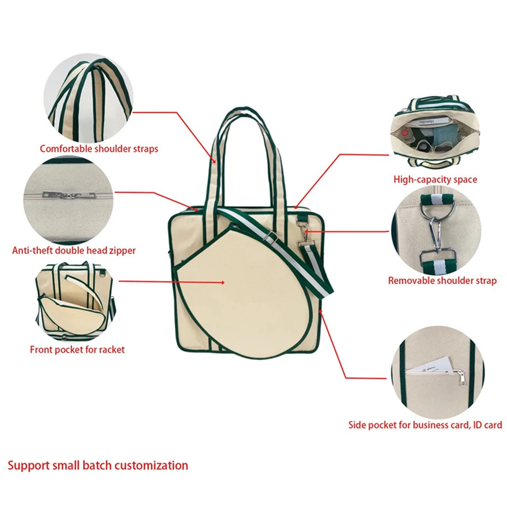 Tennis Racket Bag Large Tennis Racket Shoulder Bag Waterproof Sports Handbag Pickleball Bag for Men and Women 5