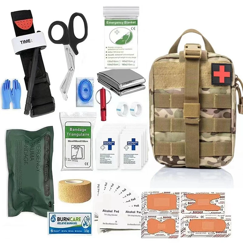 

Emergency Survival First Aid Kit with Tourniquet,Israeli Bandage,IFAK Pouch,Military Army EMT Medical Kit for Trauma Wound Care
