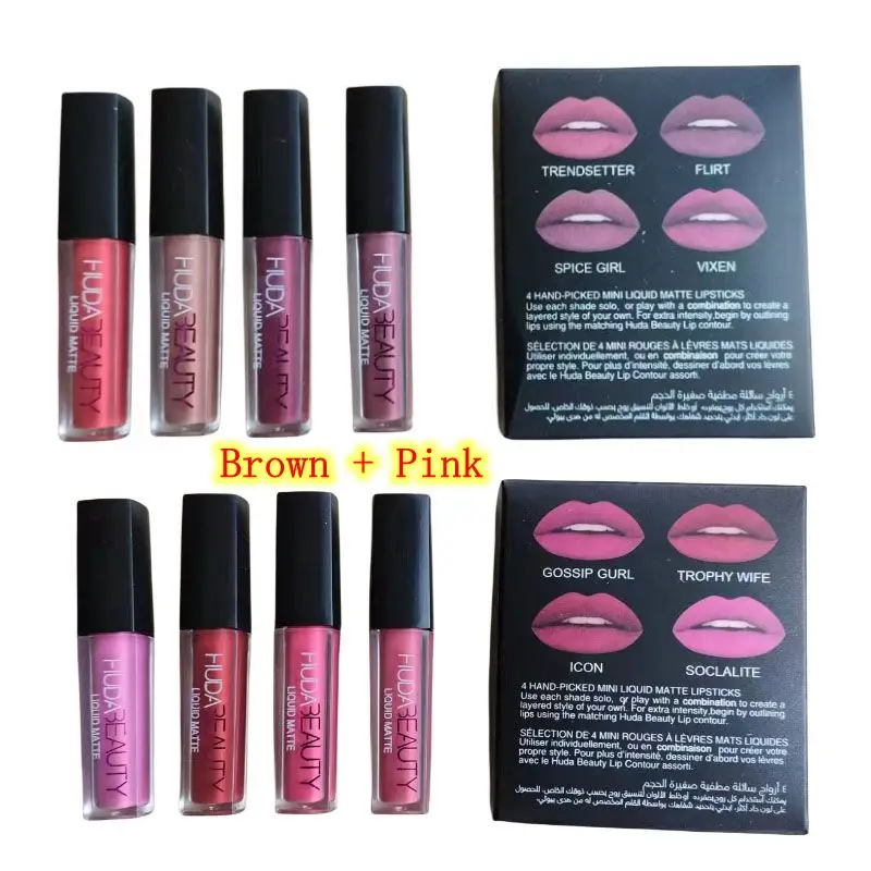 thumbnail image 1 of 1.9ml x 4pcs Lipstick Set Matte Lip Gloss Waterproof Lip Glaze Tint Non-stick Non-Fading Lips Huda Lip Makeup Cosmetic Lip Care, 1 of 5