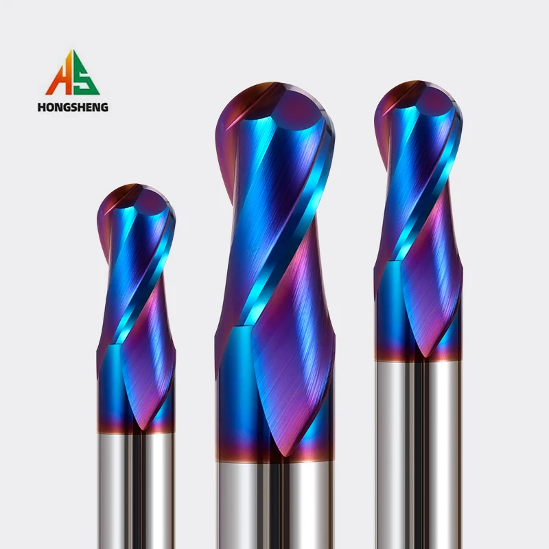 Carbide end mill HRC65 HRC70 High Hardness Ball Nose End Mill Tungsten Carbide Cutter CNC Router Bit Milling Tool R0.5 6mm 8mm 10mm 12mm Metal