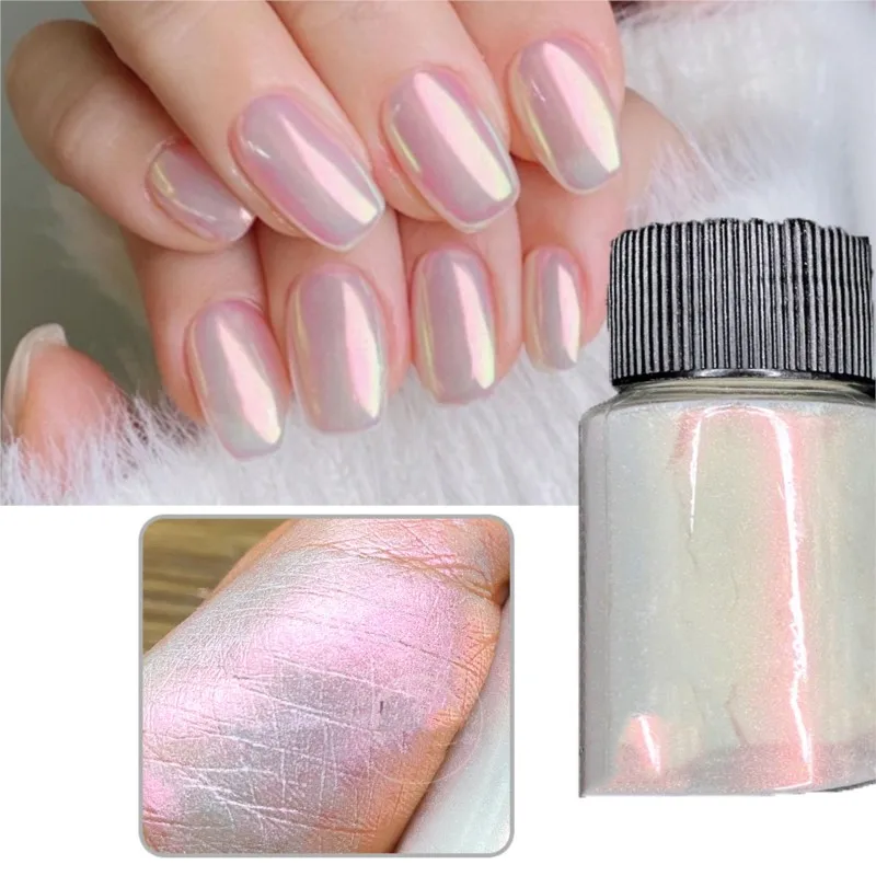 White Iridescent Nails Powder Aurora Chrome Dust for Nails Mermaid Pearly  Luster Powder Manicure Pigment Nail Art Pearl Powder - AliExpress