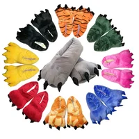 Winter Warm Soft Indoor Floor Slippers Women Men Shoes Paw Funny Animal Christmas Monster Dinosaur Claw Plush Home Random Lining 1