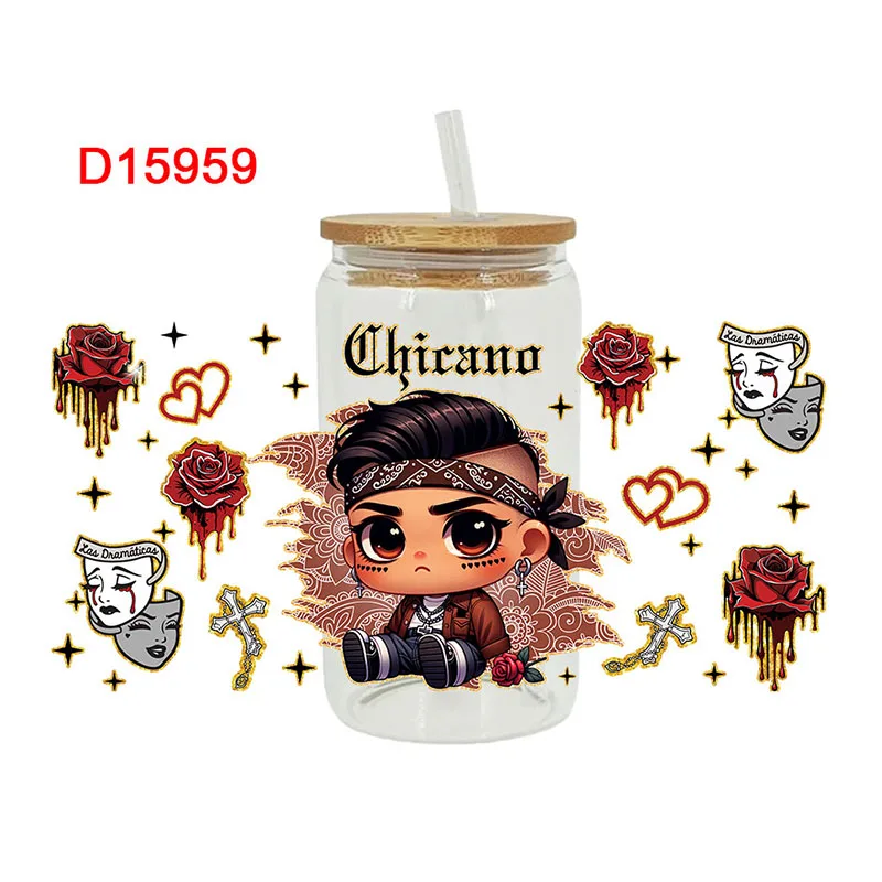 UV DTF Transfer Sticker Little Girl For The 16oz Libbey Glasses Wraps Bottles Cup Can DIY Waterproof Decals D15382
