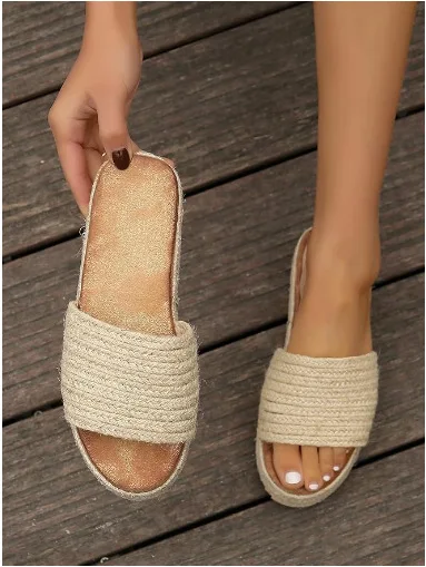 Shevalues Damen-Hausschuhe mit neuem Webmuster, 2025, modische Strandschuhe mit dickem Boden, weicher Komfort, Sommer-Slides, lässige Damen-Haussandalen – Detail 4
