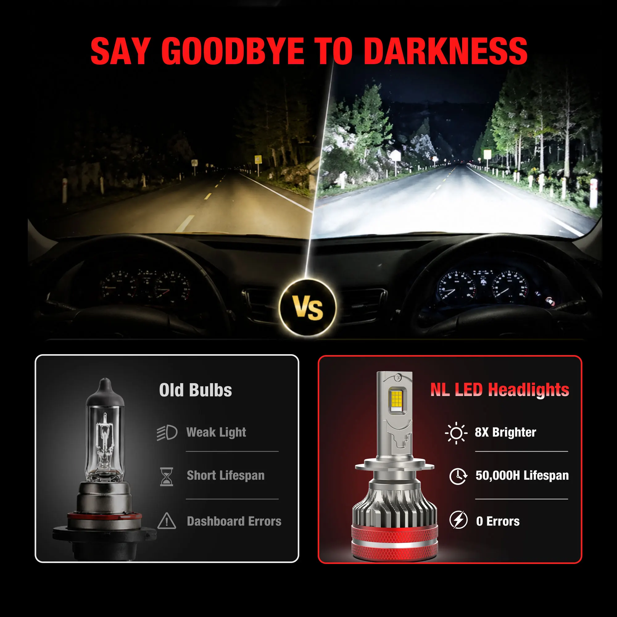 NAOEVO NL 180W LED 헤드라이트 H3 H4 자동차 전구 CANBUS H7 H11 880 12V 자동차 램프 9004 9005 9006 9012