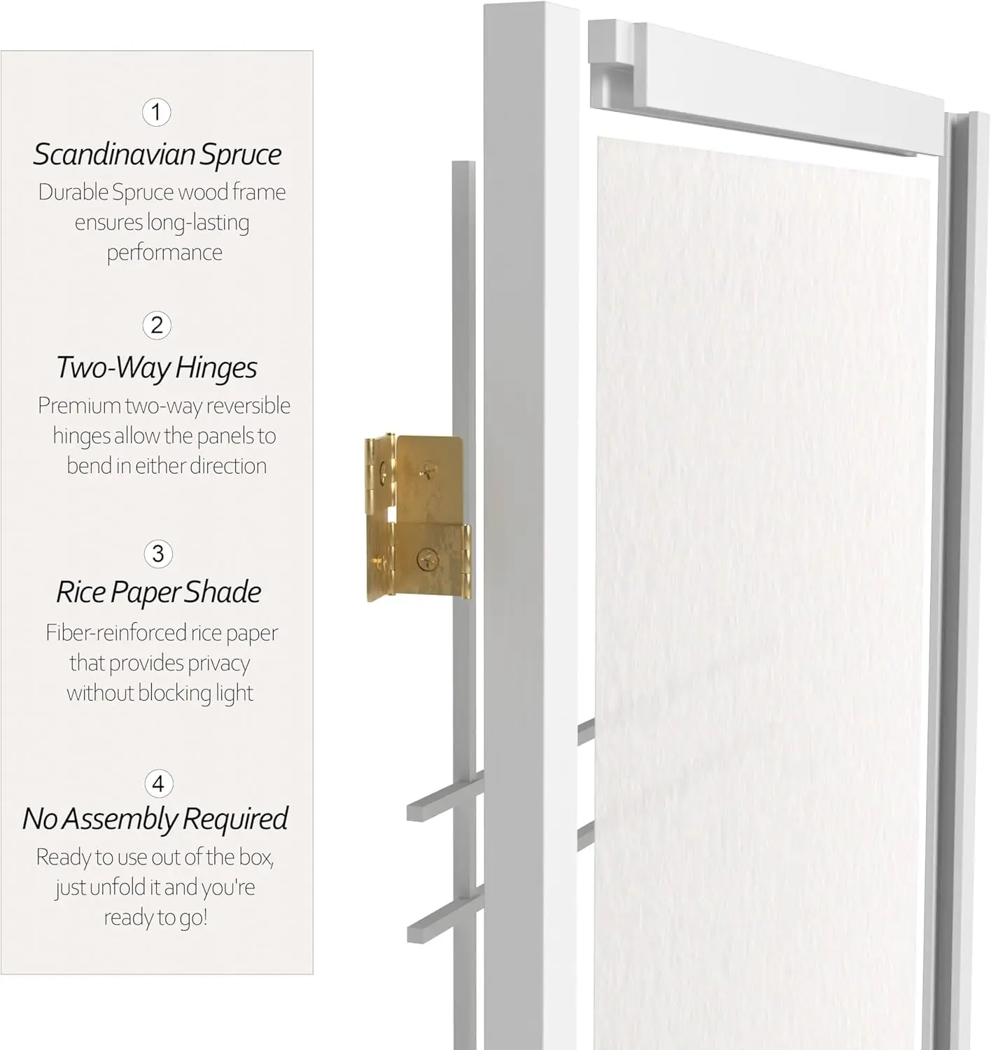 4 Ft. Short Double Cross Shoji Screen - White - 4 Panels 4