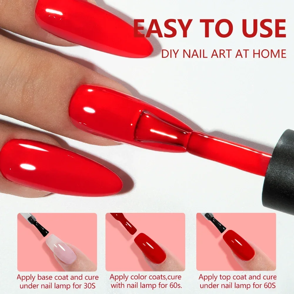 YOKEFELLOW 10ML Smalto per unghie gel Sparkle Red Gel Polish Soak Off UV LED Gel Vernice 122 colori Nail Art Manicure Regali per le donne 3