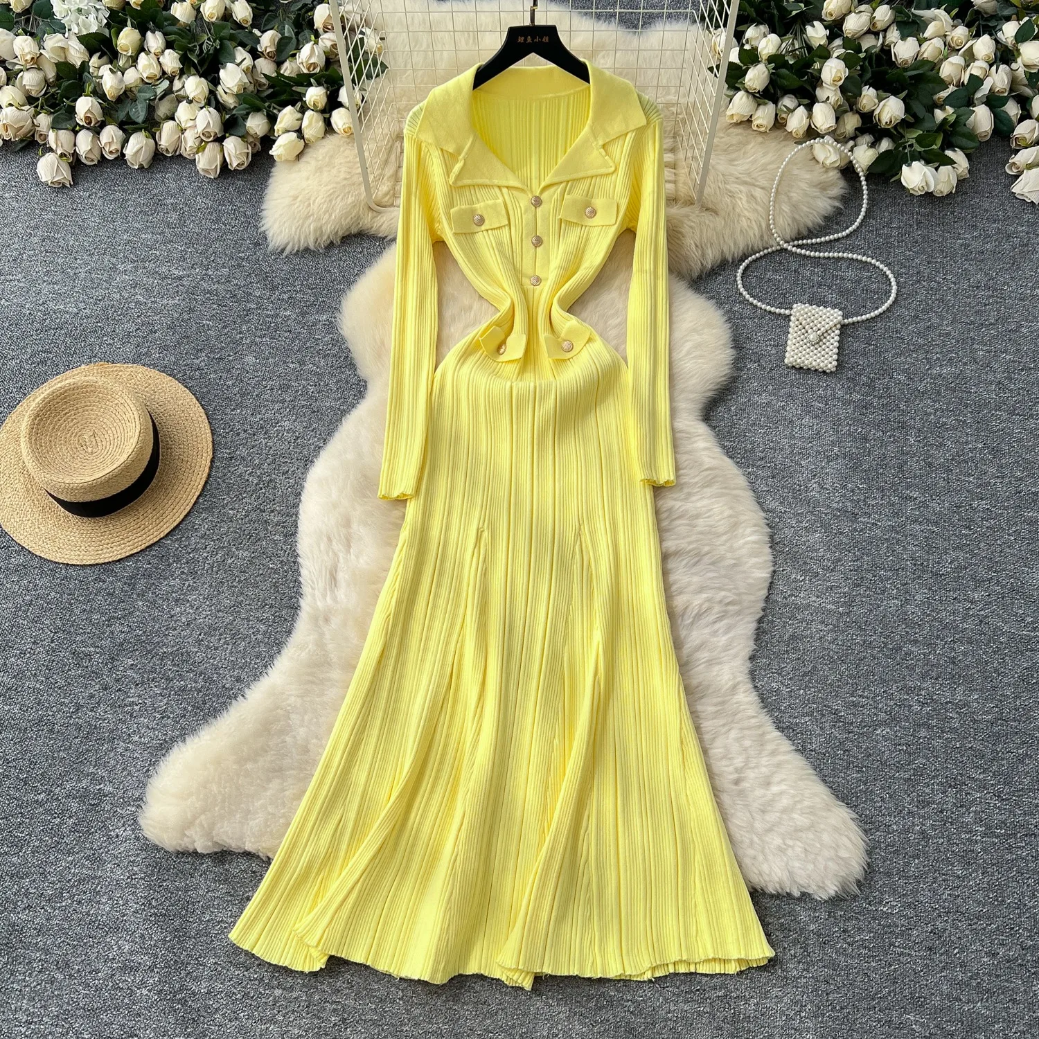 YuooMuoo Brand Fashion Autumn Winter Women Knitted Dresses Luxury Turn-down  Collar Buttons Office Lady Sweater Dress Vestidos - AliExpress 200000345