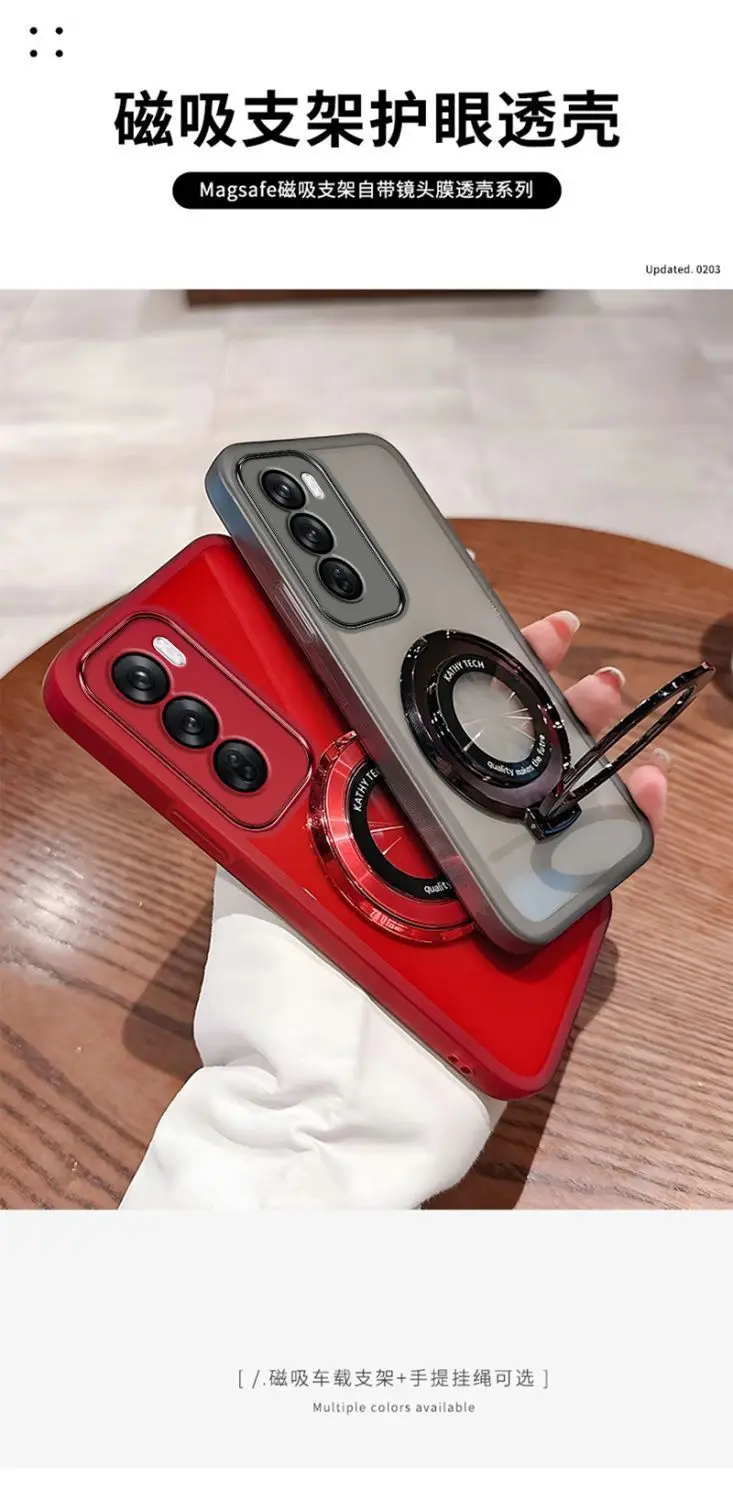 Soft Transparent Phone Case with Ring Stand and Lens Protection