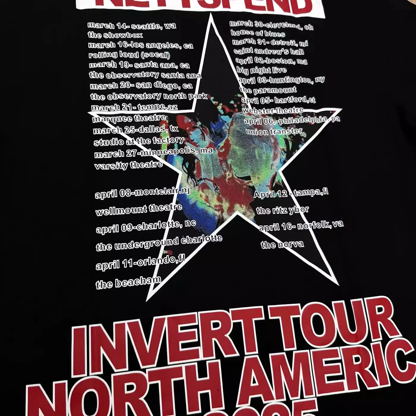 New Men Nettspend Invert Tour NORTH AMERICA T Shirts T-Shirt Hip