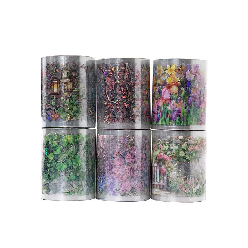 50mm*2m PET Flower Tapes Flower Sticker DIY Scrapbooking Collage Junk Journal Craft supplies Planner Sticker Stationery Journamm