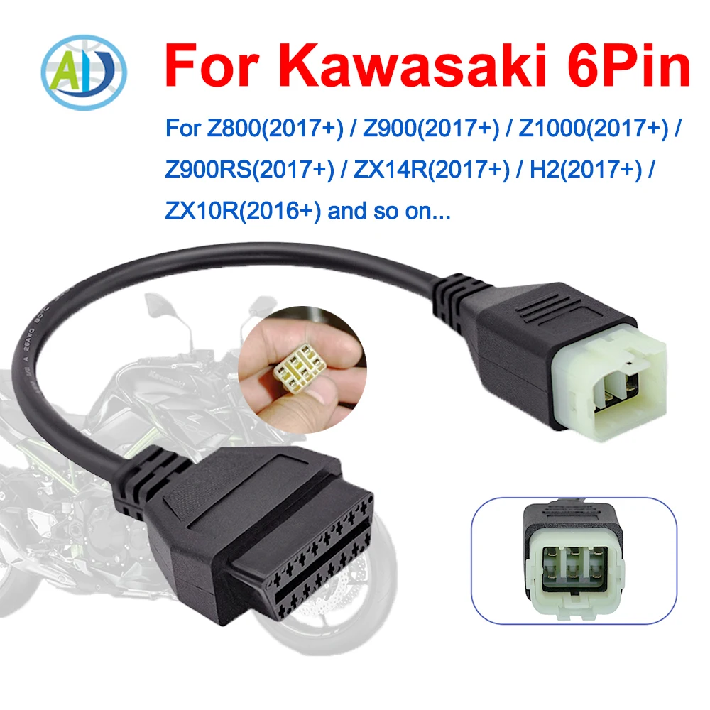 Kawasaki 6 ピン OBD 診断ケーブル Z900RS、Z800、Z900、Z1000、ZX10R