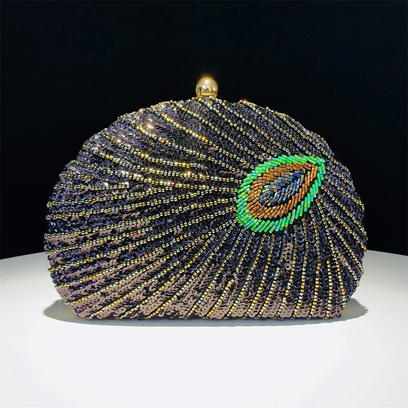 Peacock Evening Bag | Peacock Evening Bag Clutch Black Color Peacock Evening Bag | Peacock Evening Bag Clutch Black Color