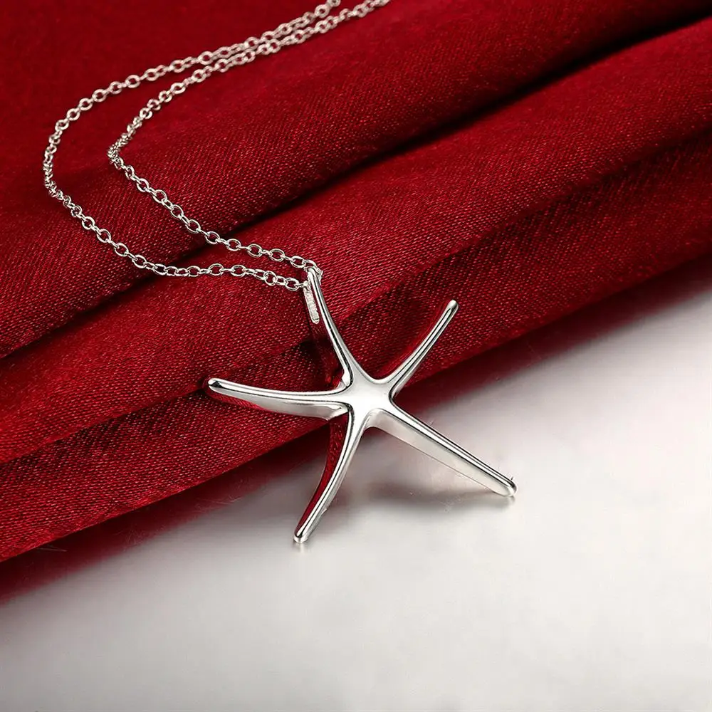 925 Sterling Silver Starfish Pendant Bracelet necklace earrings Jewelry set for women fashion Party Christmas Gifts silver jewelry set,jewelry set,silver jewelry