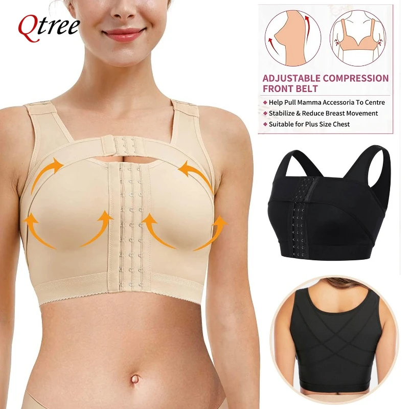 Women Front Closure Bra Post-Surgery Slimmer Shaper Underwear Compression  Posture Corrector Crop Top with Breast Support Band - AliExpress