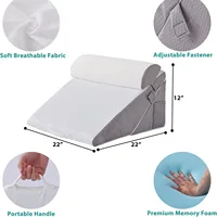 Ensemble d'oreillers orthopédiques 10 en 1, 3 pièces, Support de tête de lit en mousse à mémoire de forme réglable, conception multifonctionnelle pliable et antidérapant 6