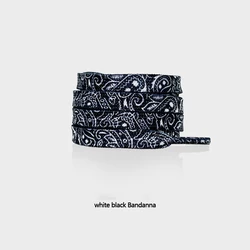 Artistic Cashew Flower Hand-Painted Flat Shoelaces - 160cm (Black white)