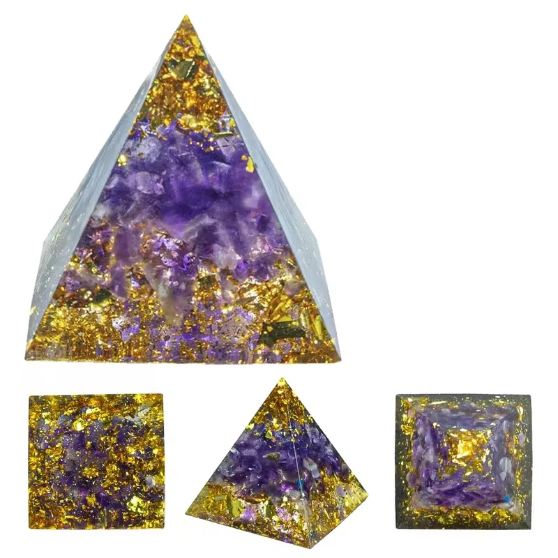 Crystal Pyramid Orgonite Pyramid Natural Stone Healing Crystals Energy Generator Healing Reiki Chakra Meditation Ornaments Crafts 5*5cm