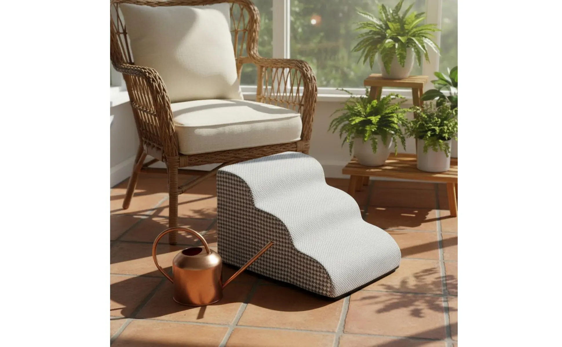 Sofa Entry Steps for Dogs Removable Cleanable Cover Firm Foam Dog Ramp Lightweight Dog Stairs Gentle Slope for Bedside